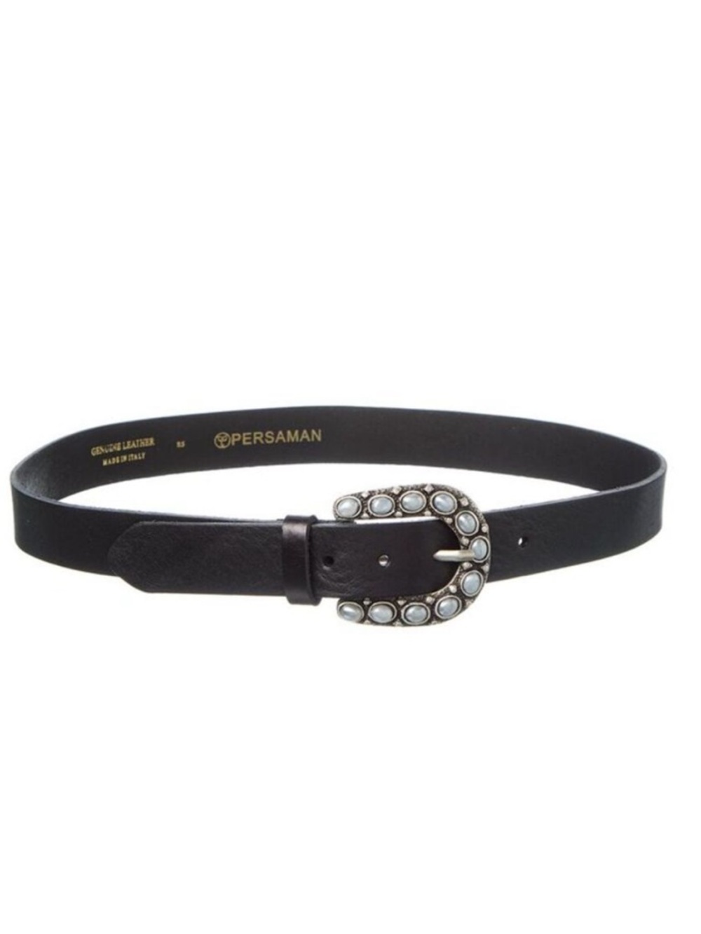 Persaman New York Skylar Leather Belt, Black Made in Italy Sz 90